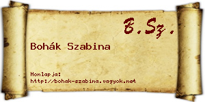 Bohák Szabina névjegykártya